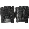 军威黑色毛线山羊皮半指手套